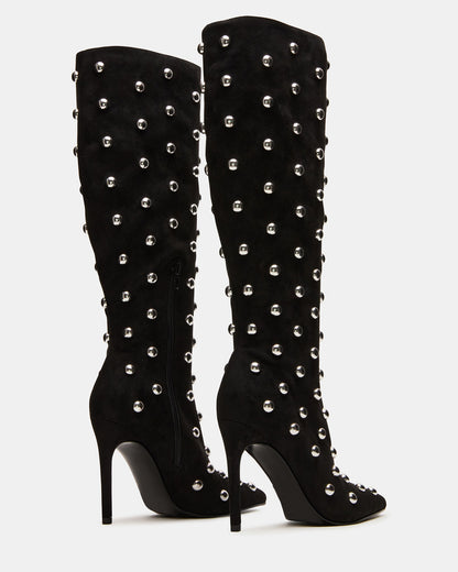 NITRO Black Studs Pointed-Toe Stiletto Heel Knee-High Women's Boots | Steve Madden Trending