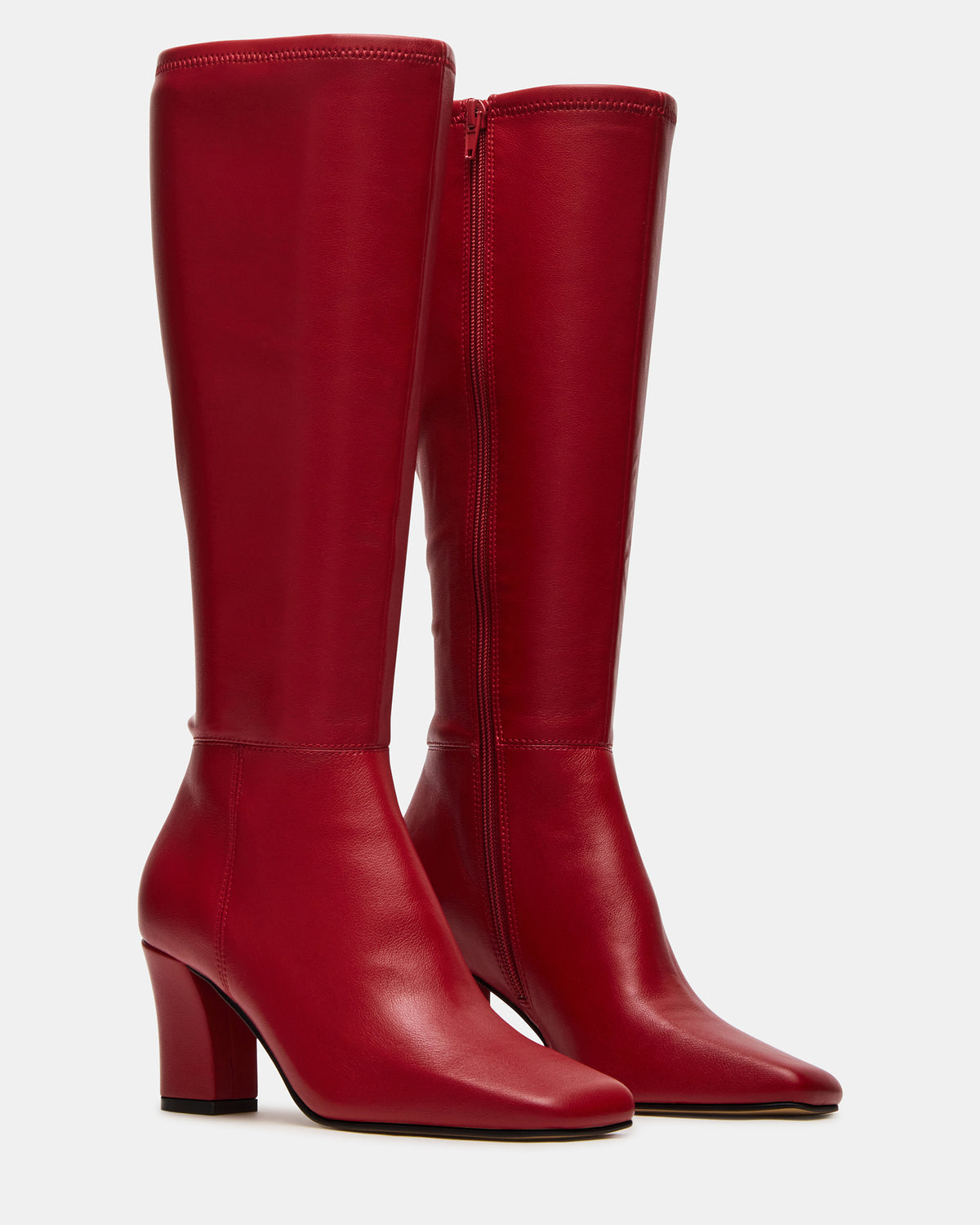 ELLIOT Red Square-Toe Knee-High Block Heel Women's Boot | Steve Madden Recommended