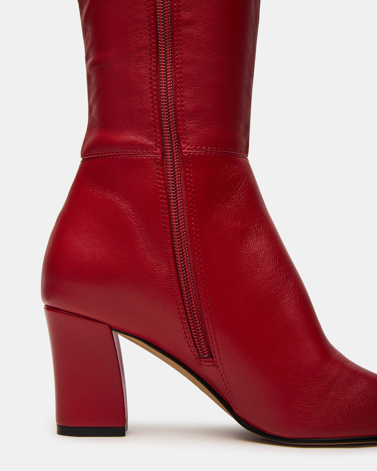 ELLIOT Red Square-Toe Knee-High Block Heel Women's Boot | Steve Madden Recommended