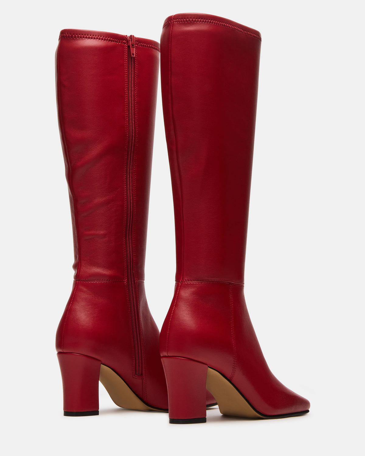 ELLIOT Red Square-Toe Knee-High Block Heel Women's Boot | Steve Madden Recommended