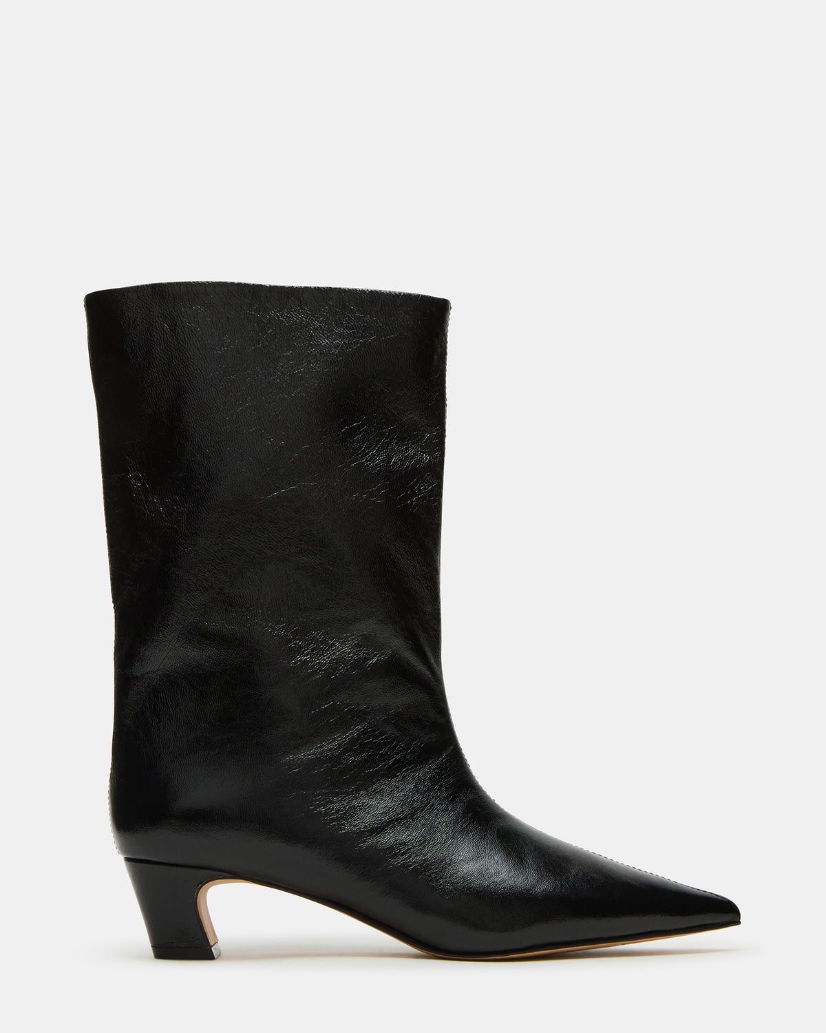 LYTTON Black Patent Pointed-Toe Kitten Heel Women's Ankle Boot | Steve Madden Best Price