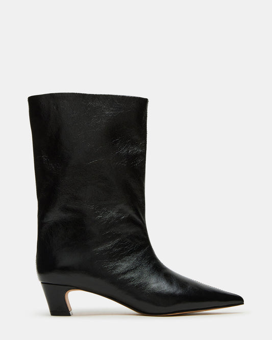 LYTTON Black Patent Pointed-Toe Kitten Heel Women's Ankle Boot | Steve Madden Best Price