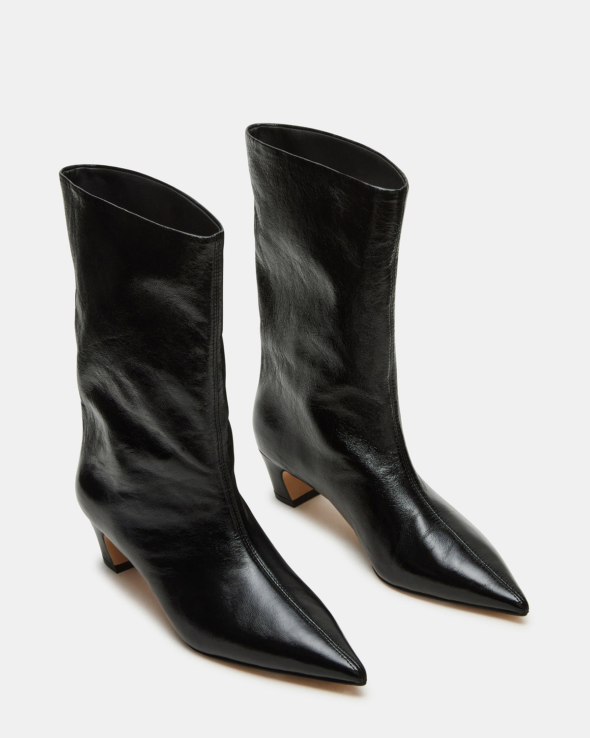 LYTTON Black Patent Pointed-Toe Kitten Heel Women's Ankle Boot | Steve Madden Best Price
