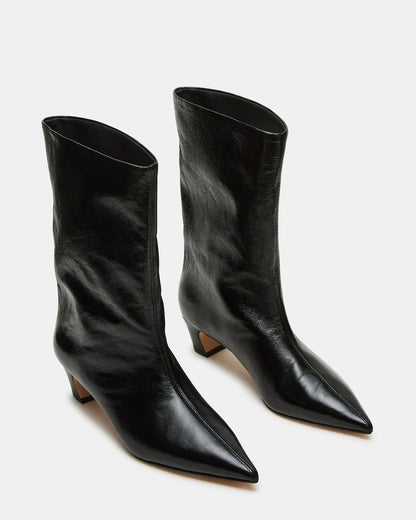 LYTTON Black Patent Pointed-Toe Kitten Heel Women's Ankle Boot | Steve Madden Best Price