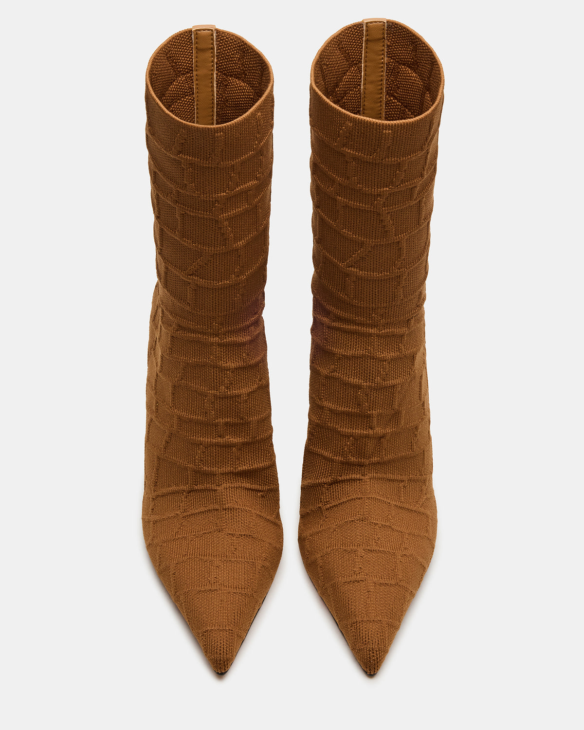 MIDNITE Tan Crocodile Pointed-Toe Stiletto Heel Sock Women's Ankle Boot | Steve Madden Best Seller