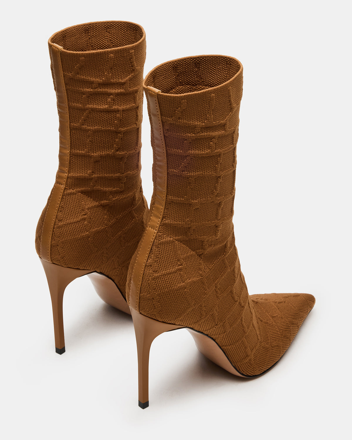 MIDNITE Tan Crocodile Pointed-Toe Stiletto Heel Sock Women's Ankle Boot | Steve Madden Best Seller