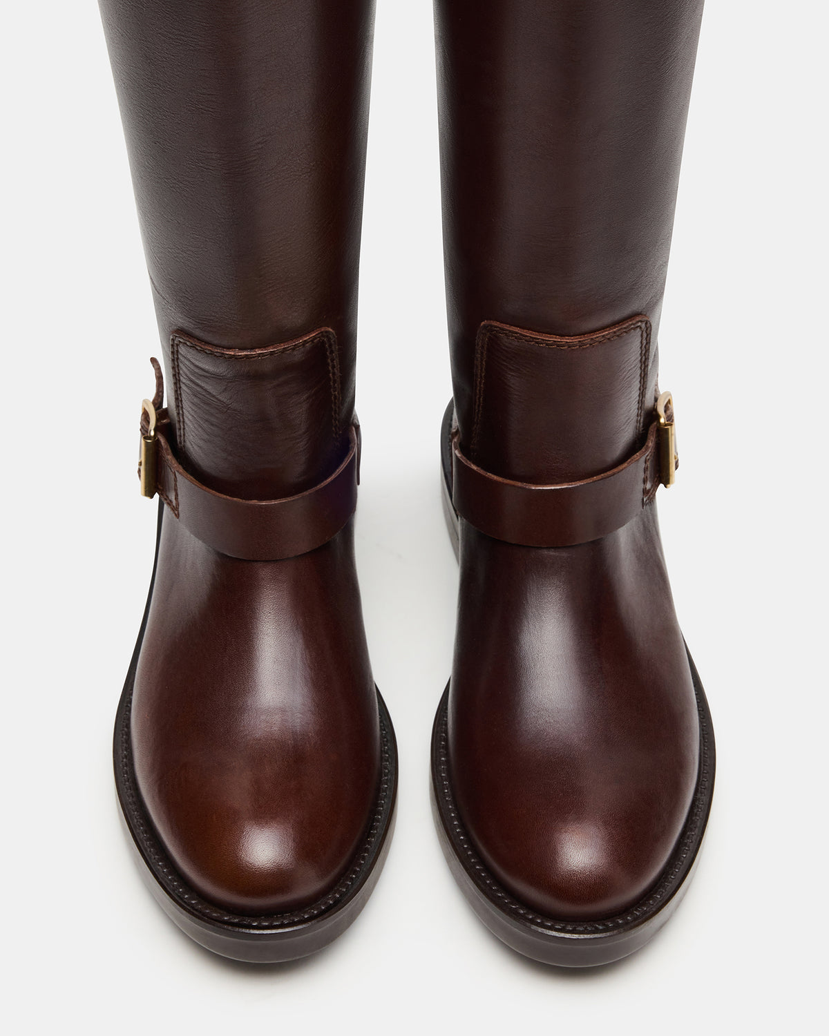 SADY Brown Leather Knee-High Rounded Toe Women's Boot | Steve Madden Popular