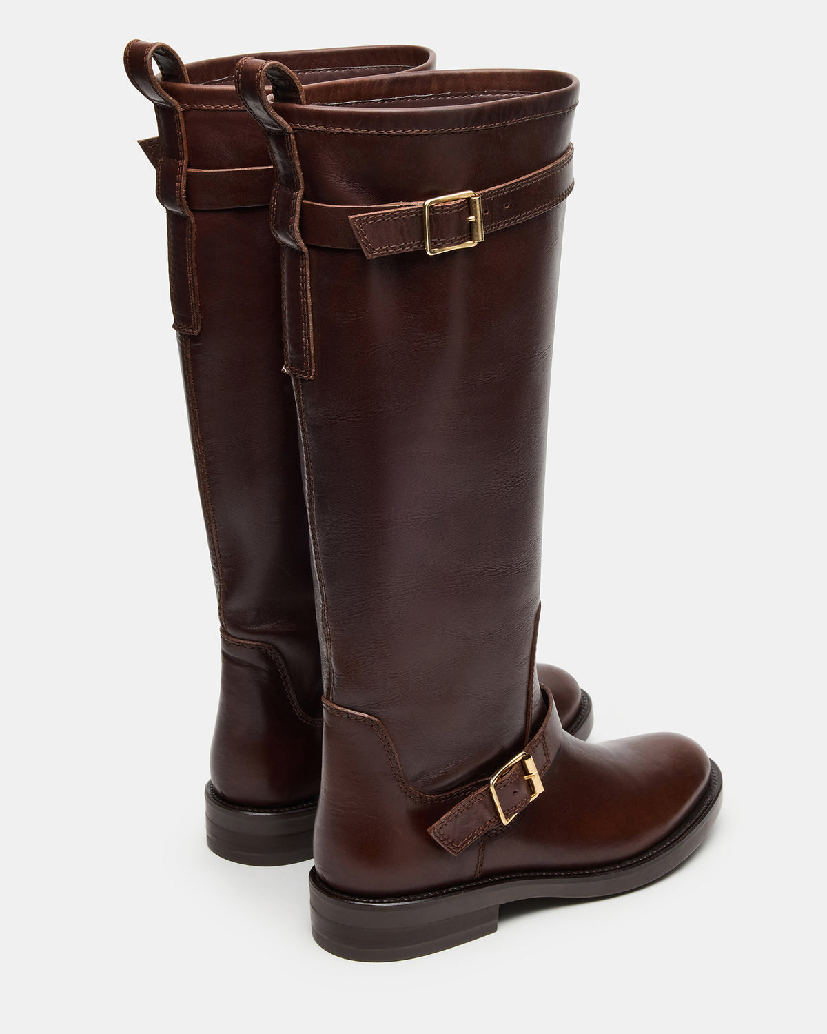 SADY Brown Leather Knee-High Rounded Toe Women's Boot | Steve Madden Popular