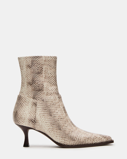 STASIA Natural Snake Pointed-Toe Kitten Heel Women's Ankle Boot | Steve Madden Customer Favorite
