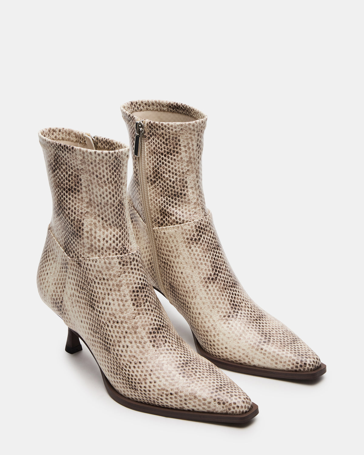 STASIA Natural Snake Pointed-Toe Kitten Heel Women's Ankle Boot | Steve Madden Customer Favorite