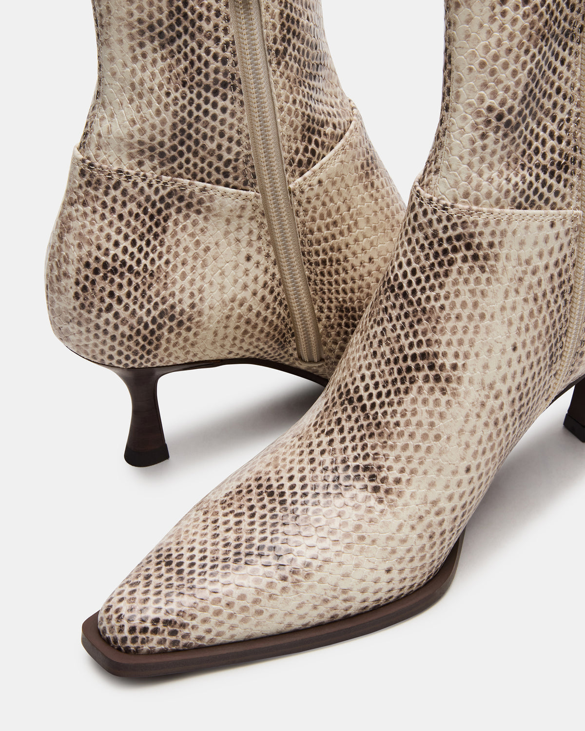 STASIA Natural Snake Pointed-Toe Kitten Heel Women's Ankle Boot | Steve Madden Customer Favorite
