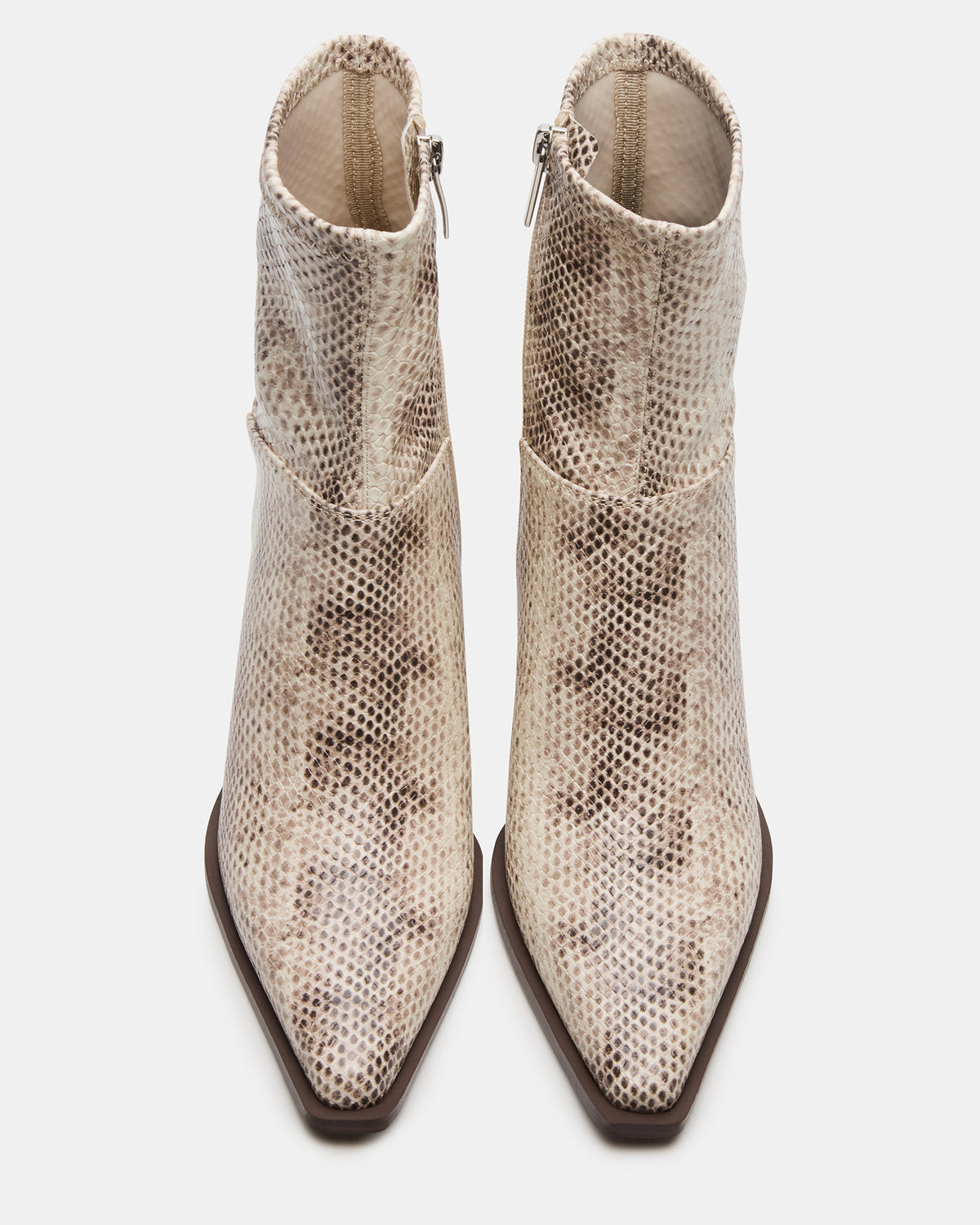 STASIA Natural Snake Pointed-Toe Kitten Heel Women's Ankle Boot | Steve Madden Customer Favorite