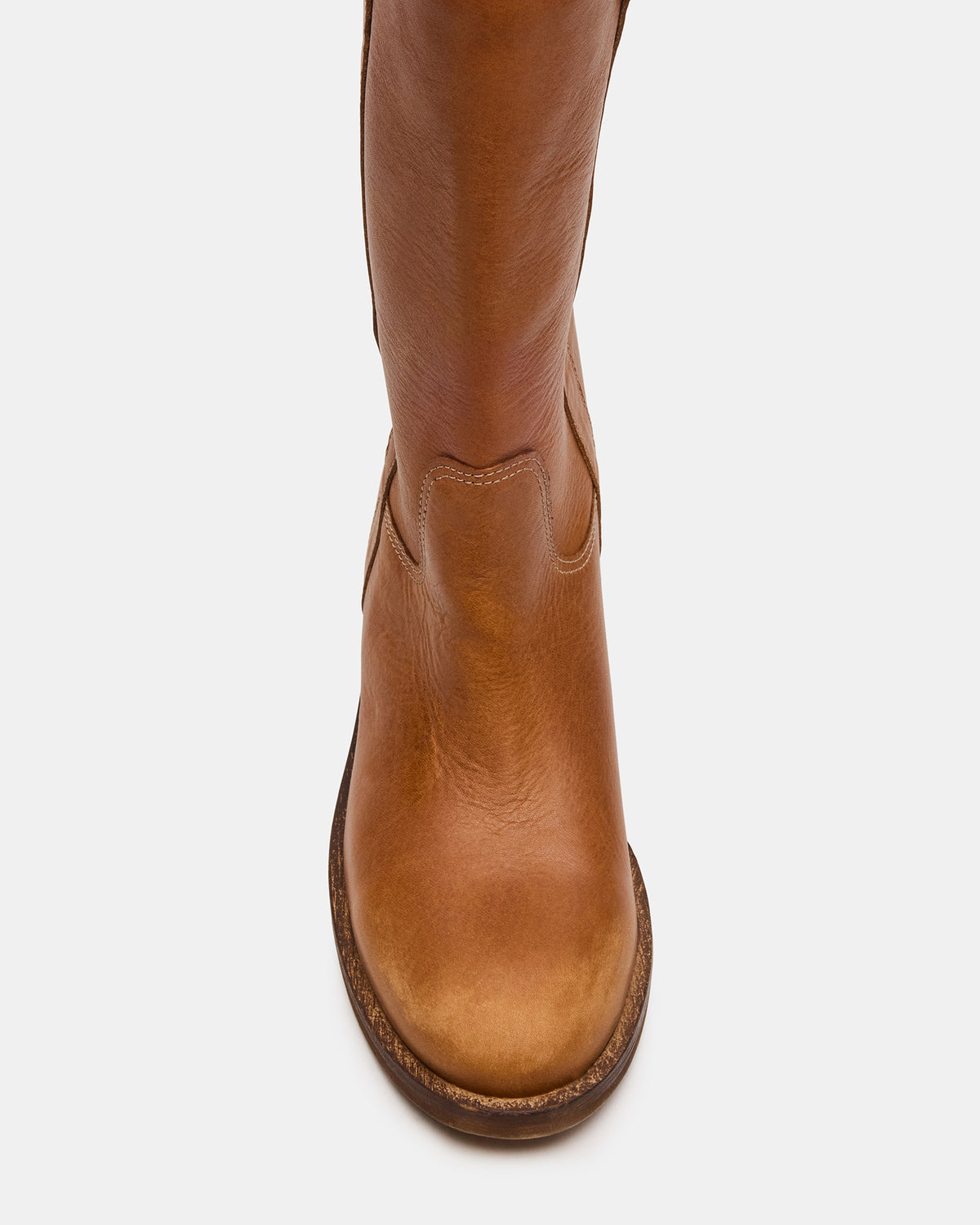 DUNSTER Tan Leather Wood Bottom Women's Boot | Steve Madden Exclusive