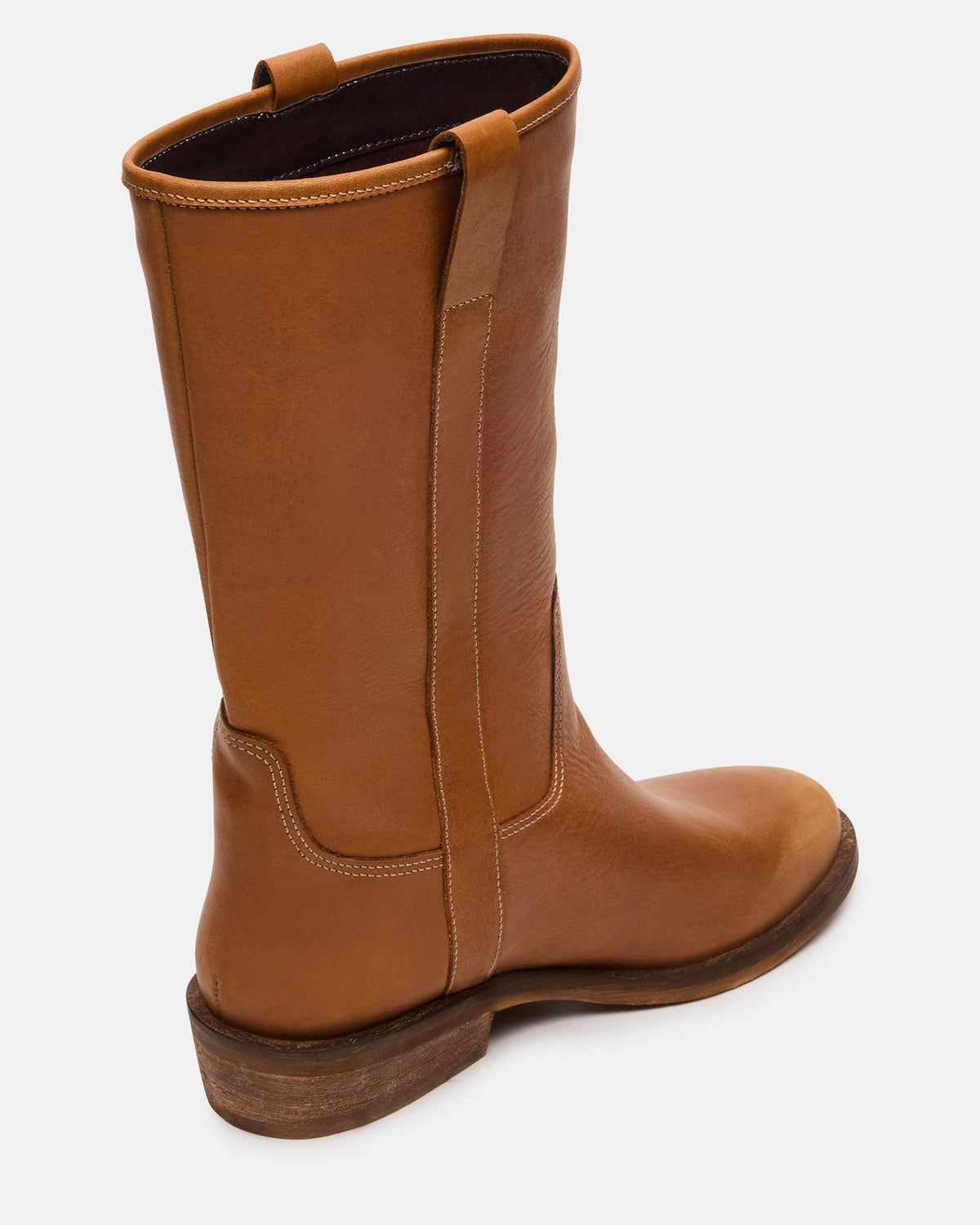 DUNSTER Tan Leather Wood Bottom Women's Boot | Steve Madden Exclusive
