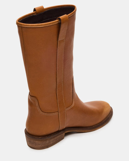 DUNSTER Tan Leather Wood Bottom Women's Boot | Steve Madden Exclusive