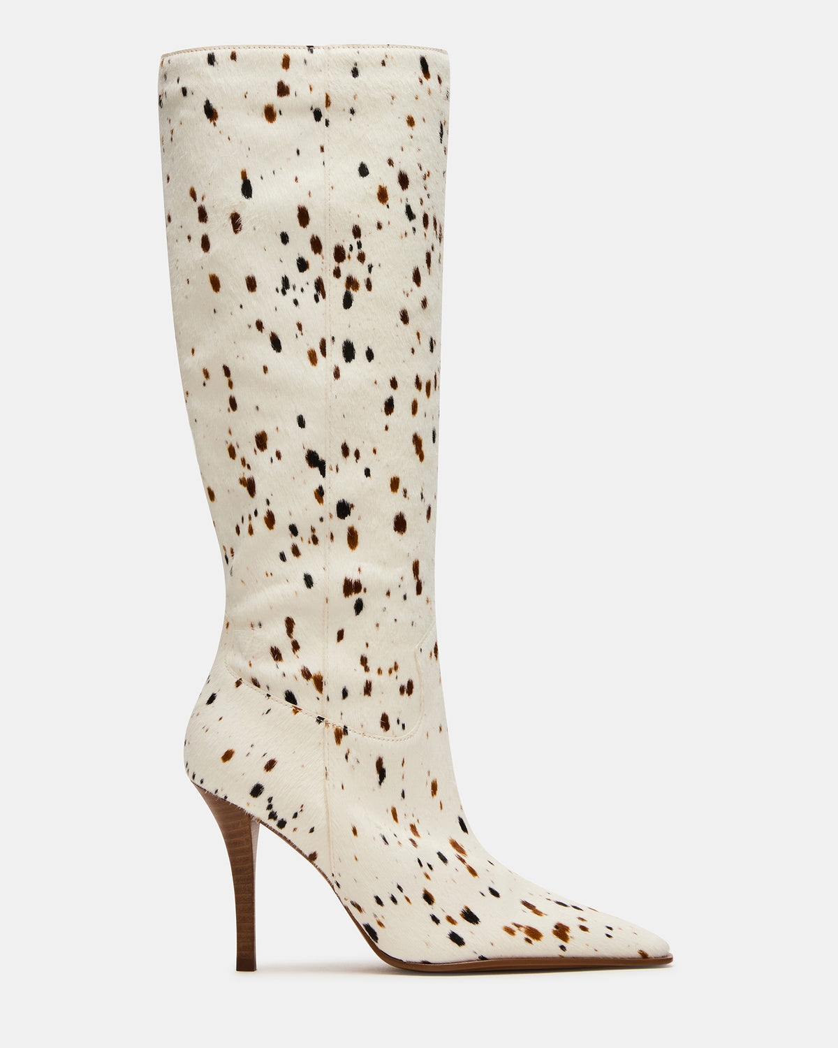 WESCOT Brown Cow Print quare-Toe Knee-High Heeled Women's Boot | Steve Madden Exclusive