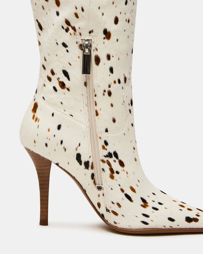 WESCOT Brown Cow Print quare-Toe Knee-High Heeled Women's Boot | Steve Madden Exclusive