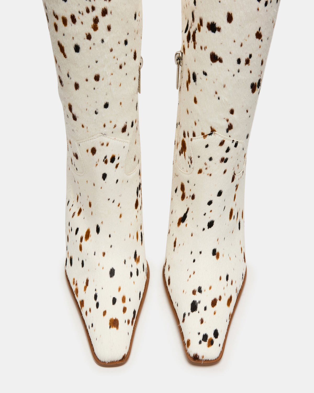 WESCOT Brown Cow Print quare-Toe Knee-High Heeled Women's Boot | Steve Madden Exclusive