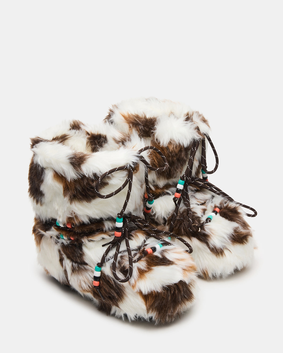 MIRO Brown Multi Faux Fur Chunky Lace-Up Women's Bootie | Steve Madden Essential