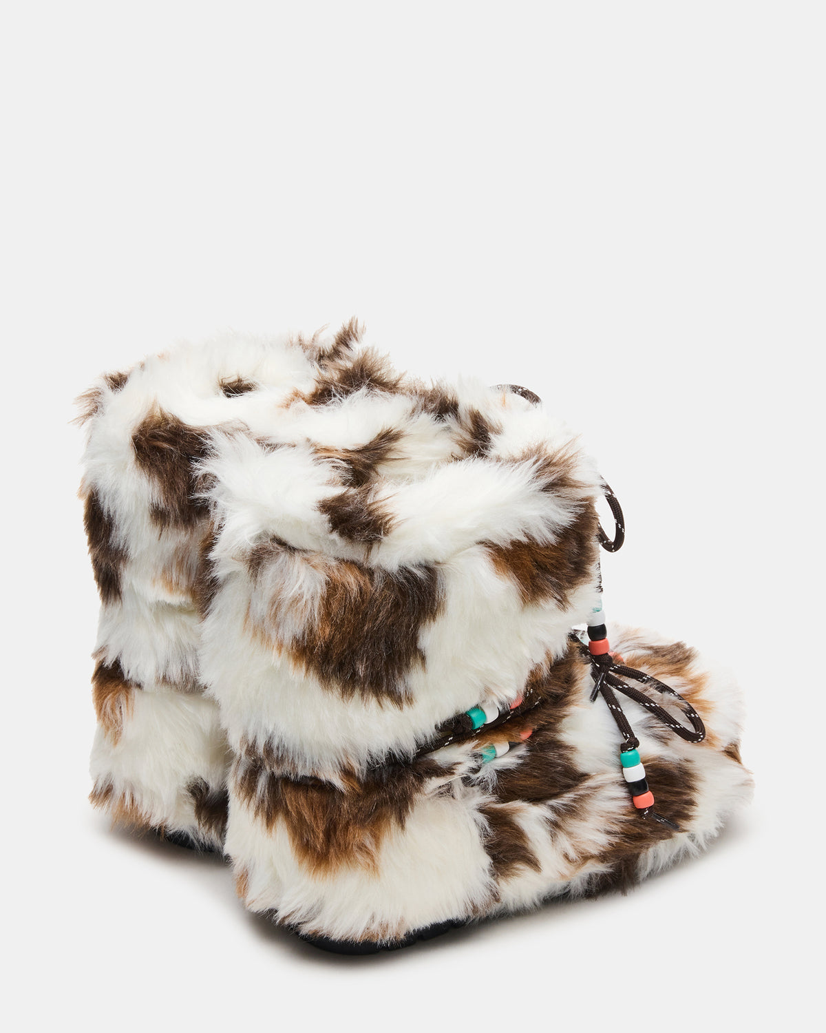 MIRO Brown Multi Faux Fur Chunky Lace-Up Women's Bootie | Steve Madden Essential