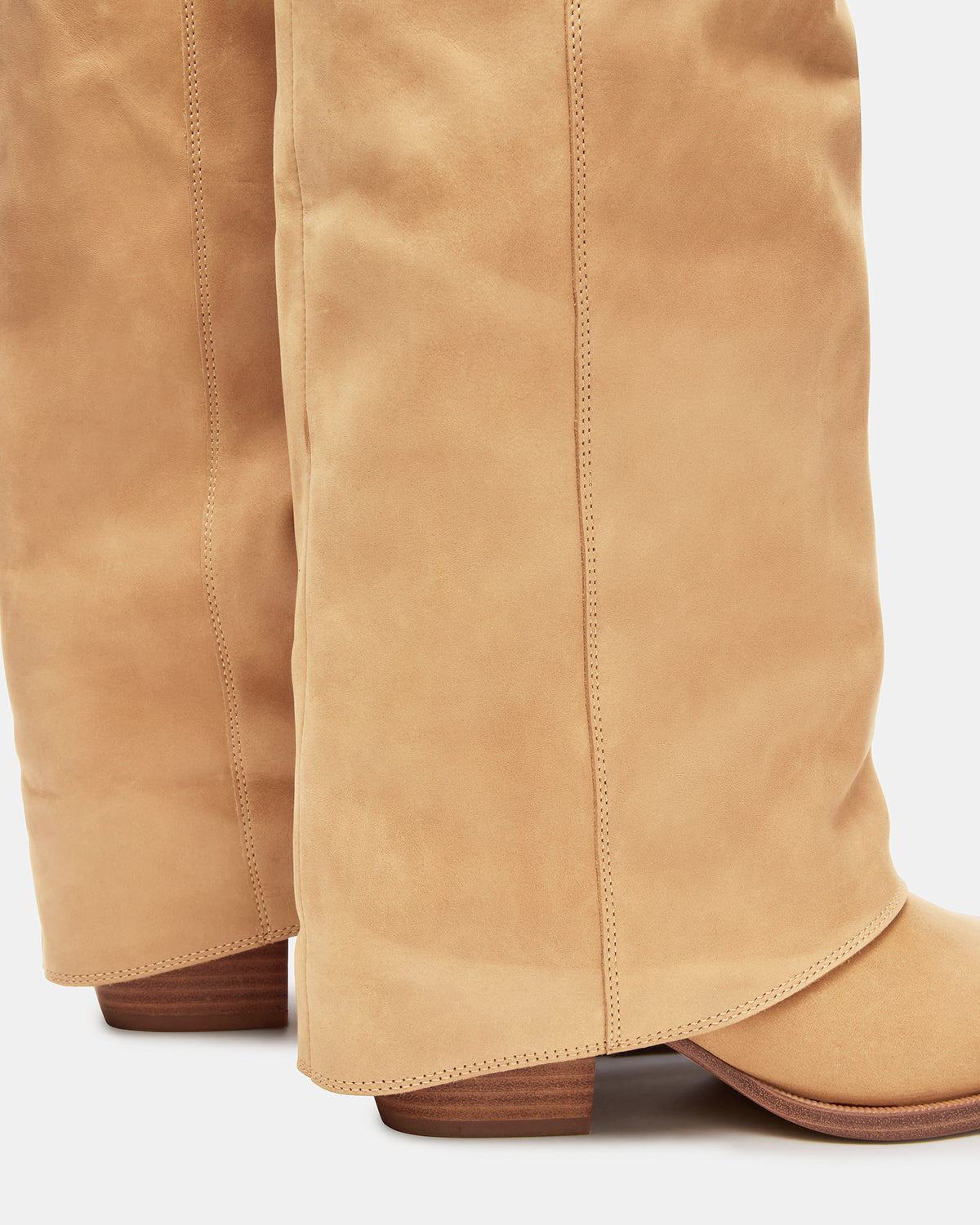 WINNICK Banana Leather Knee-High Cuffed Fold-Over Block Heel Women's Boot | Steve Madden Latest