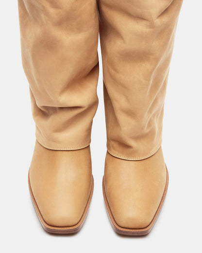 WINNICK Banana Leather Knee-High Cuffed Fold-Over Block Heel Women's Boot | Steve Madden Latest