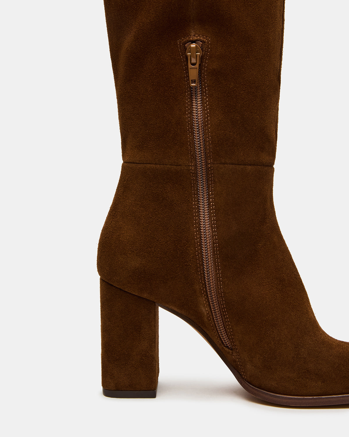 WINSLET Chestnut Suede Knee-High Block Heel Women's Boot | Steve Madden Premium