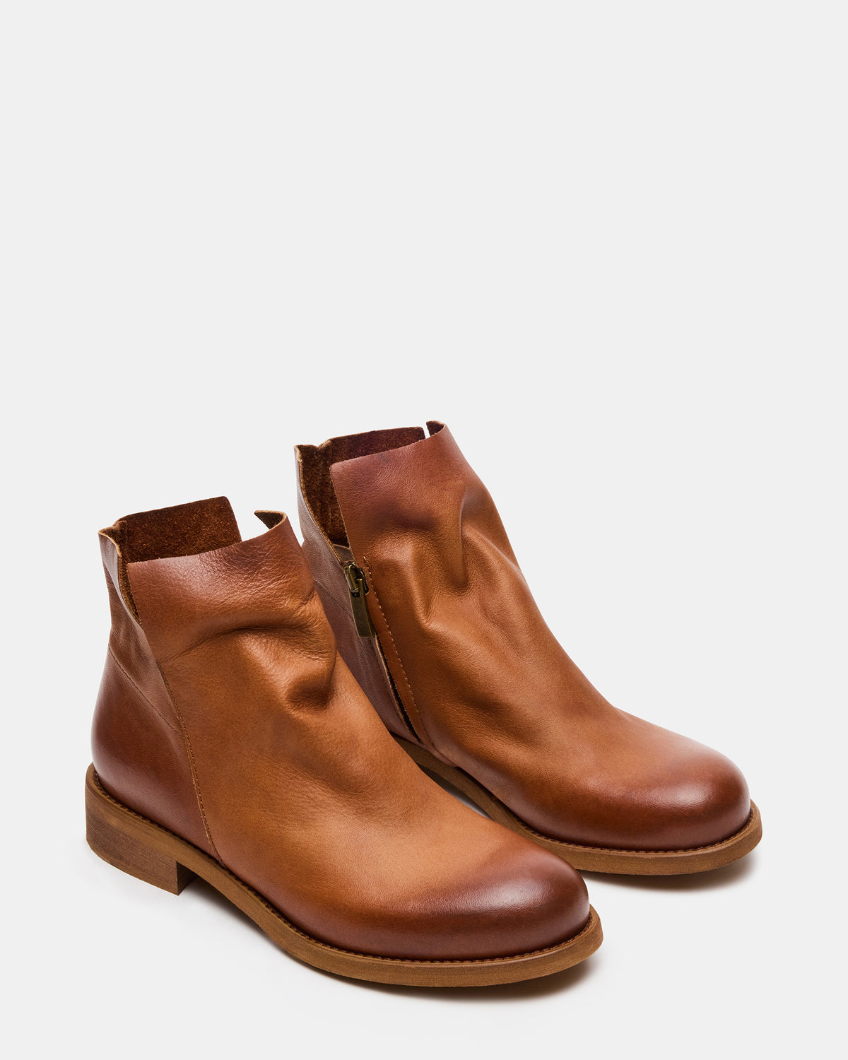 HUGHIE Tan Leather Women's Ankle Boot | Steve Madden Trusted