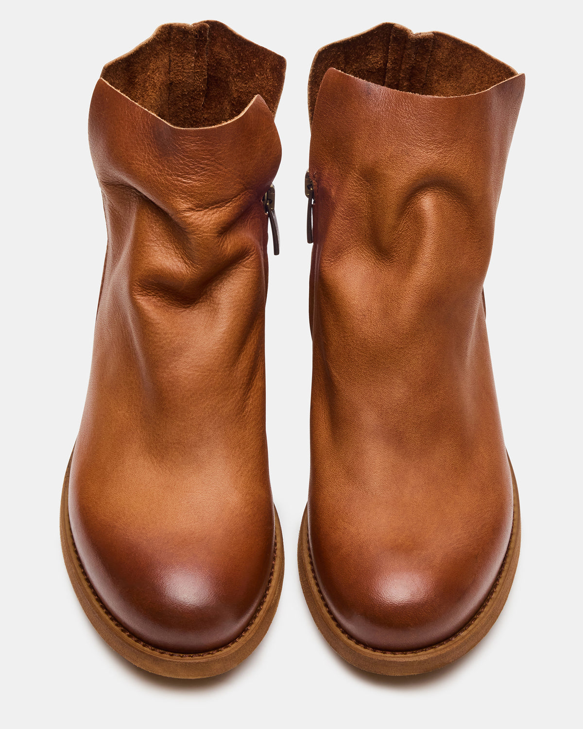 HUGHIE Tan Leather Women's Ankle Boot | Steve Madden Trusted