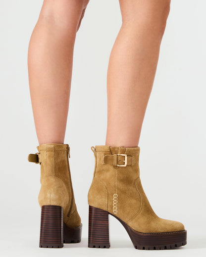 SUMMIT Olive Suede Platform Lug Block Heel Women's Ankle Boot | Steve Madden New