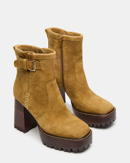 SUMMIT Olive Suede Platform Lug Block Heel Women's Ankle Boot | Steve Madden New