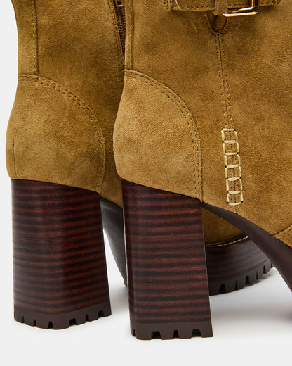 SUMMIT Olive Suede Platform Lug Block Heel Women's Ankle Boot | Steve Madden New
