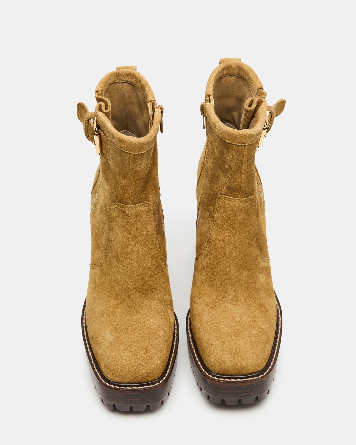 SUMMIT Olive Suede Platform Lug Block Heel Women's Ankle Boot | Steve Madden New