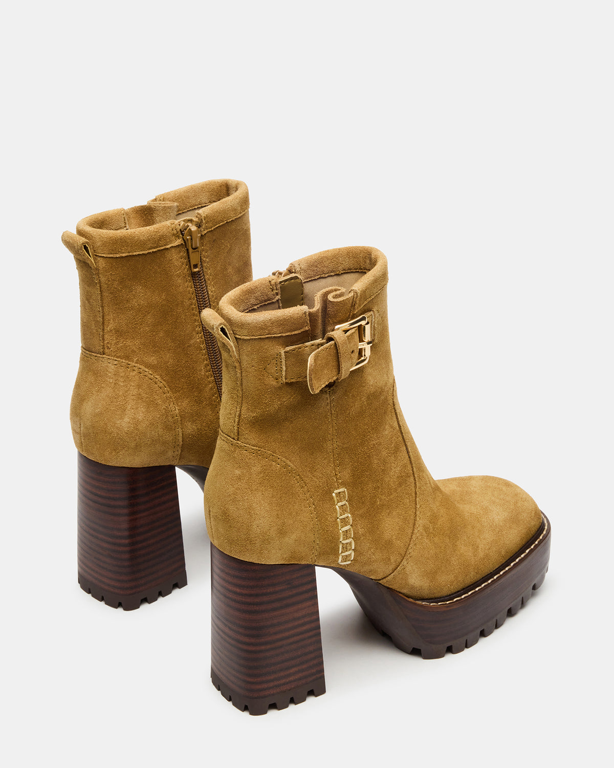 SUMMIT Olive Suede Platform Lug Block Heel Women's Ankle Boot | Steve Madden New