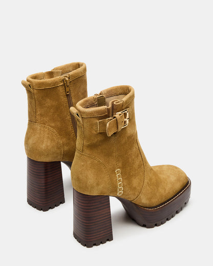 SUMMIT Olive Suede Platform Lug Block Heel Women's Ankle Boot | Steve Madden New
