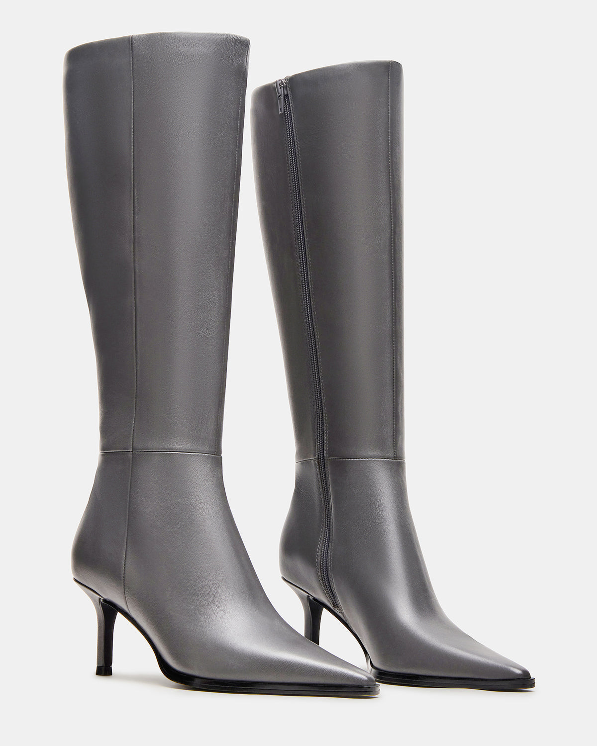 LINGO Grey Leather Pointed-Toe Knee-High Women's Boot | Steve Madden Recommended