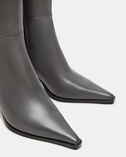 LINGO Grey Leather Pointed-Toe Knee-High Women's Boot | Steve Madden Recommended