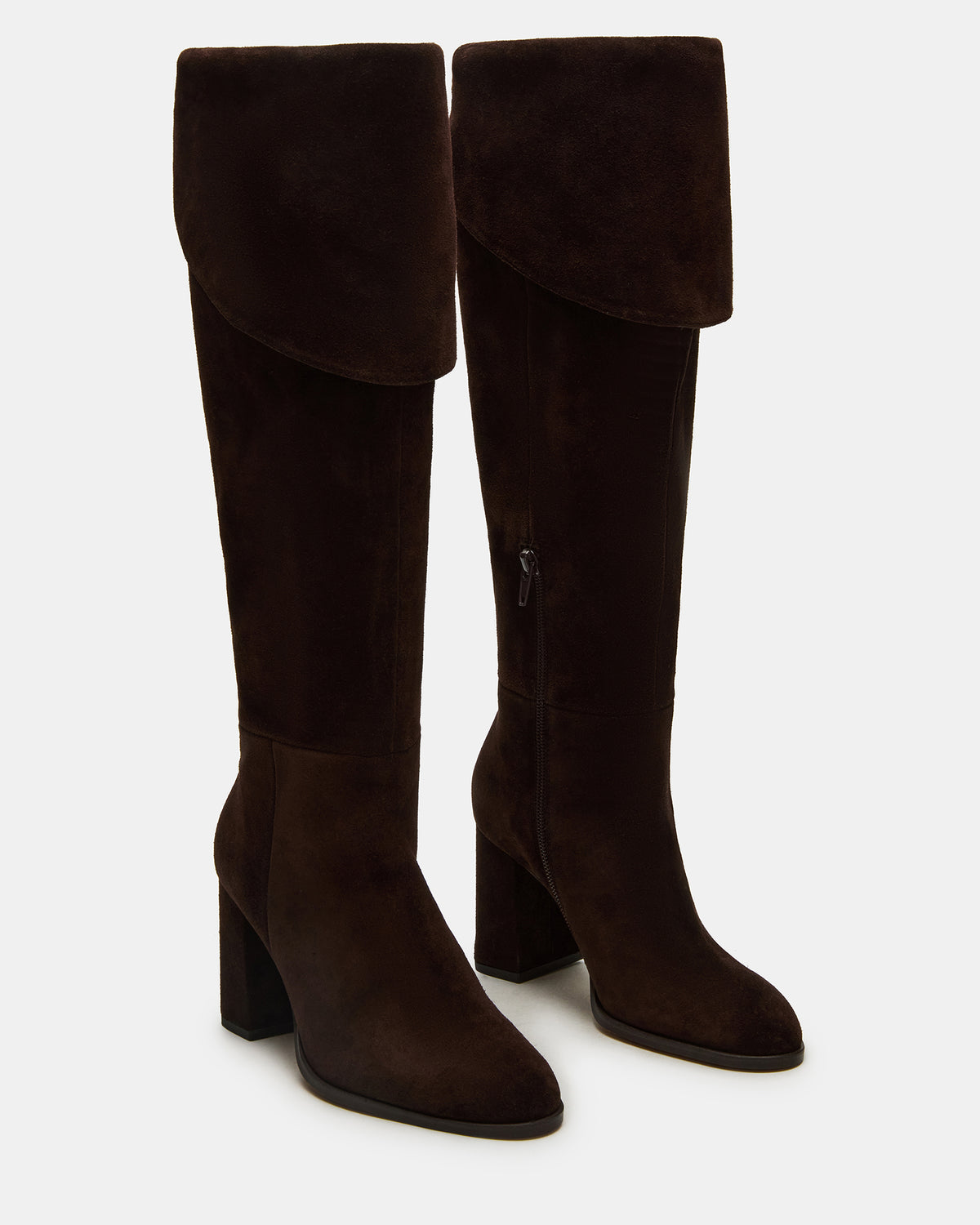 WINSLET Brown Suede Knee-High Block Heel Women's Boot | Steve Madden Special Offer