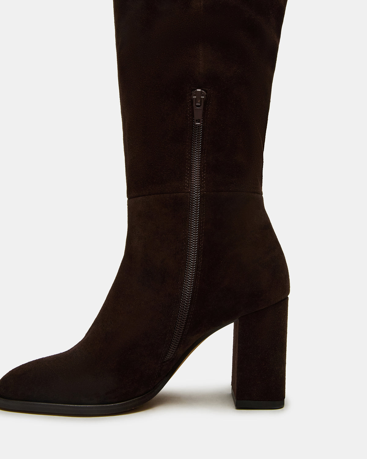 WINSLET Brown Suede Knee-High Block Heel Women's Boot | Steve Madden Special Offer