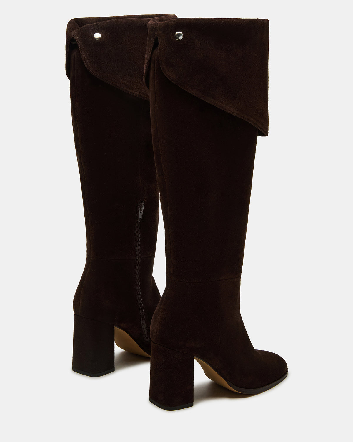 WINSLET Brown Suede Knee-High Block Heel Women's Boot | Steve Madden Special Offer