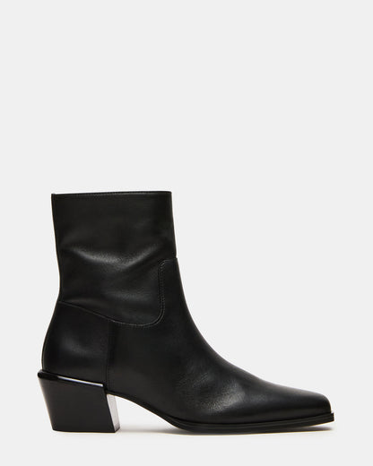 DANEY Black Leather Square-Toe Women's Ankle Boot | Steve Madden Trending