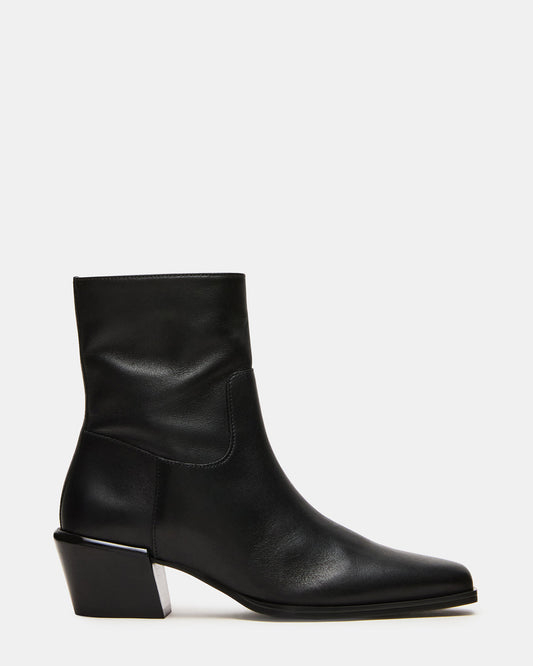 DANEY Black Leather Square-Toe Women's Ankle Boot | Steve Madden Trending