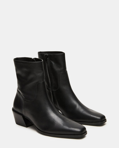 DANEY Black Leather Square-Toe Women's Ankle Boot | Steve Madden Trending