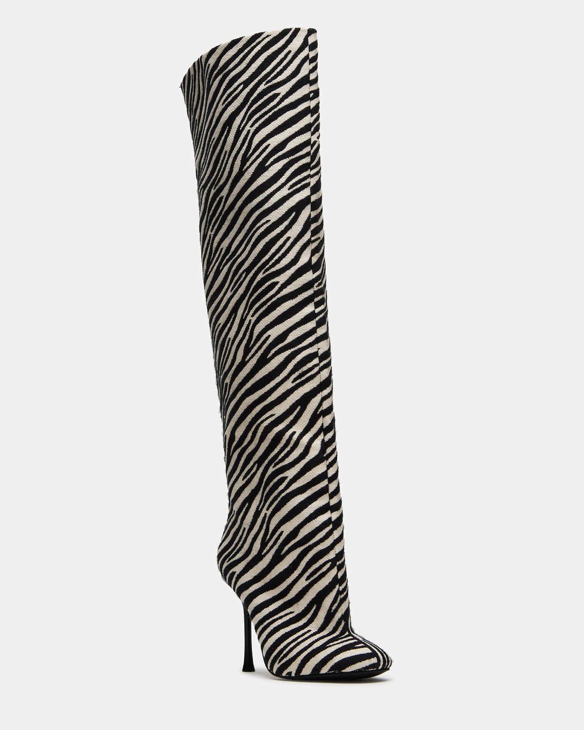 ALLURING Zebra Over-The-Knee Square-Toe Heeled Women's Boot | Steve Madden Smart Buy