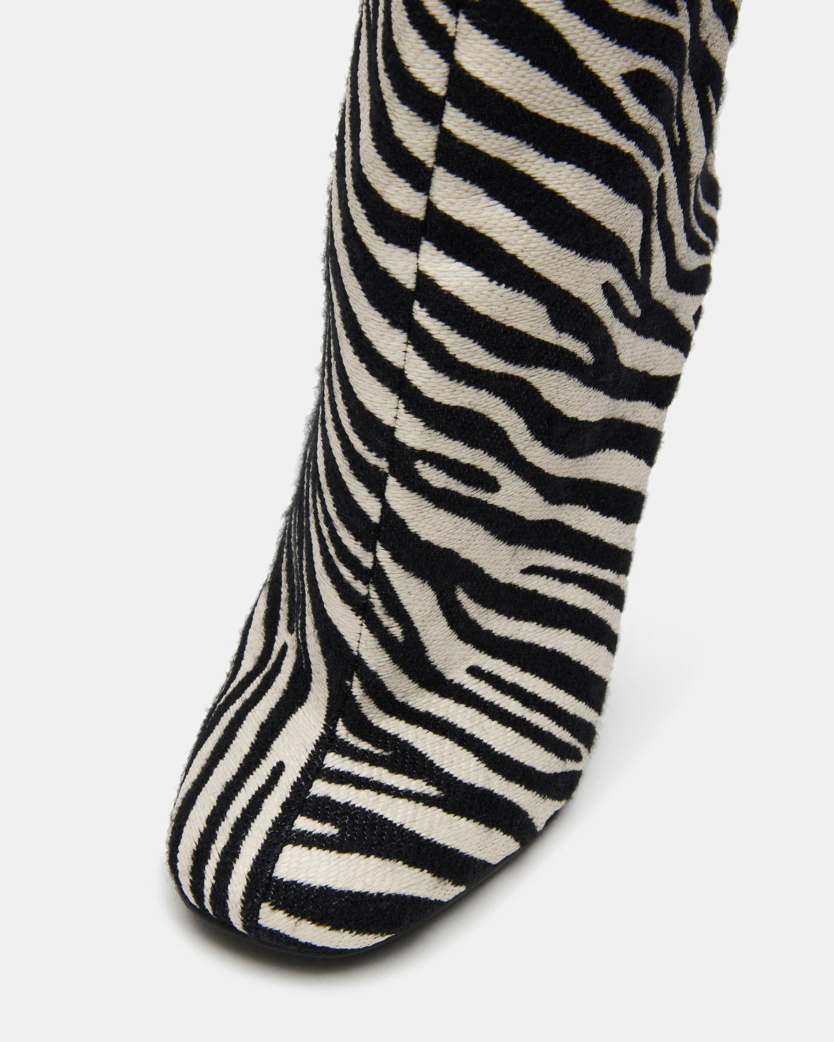 ALLURING Zebra Over-The-Knee Square-Toe Heeled Women's Boot | Steve Madden Smart Buy