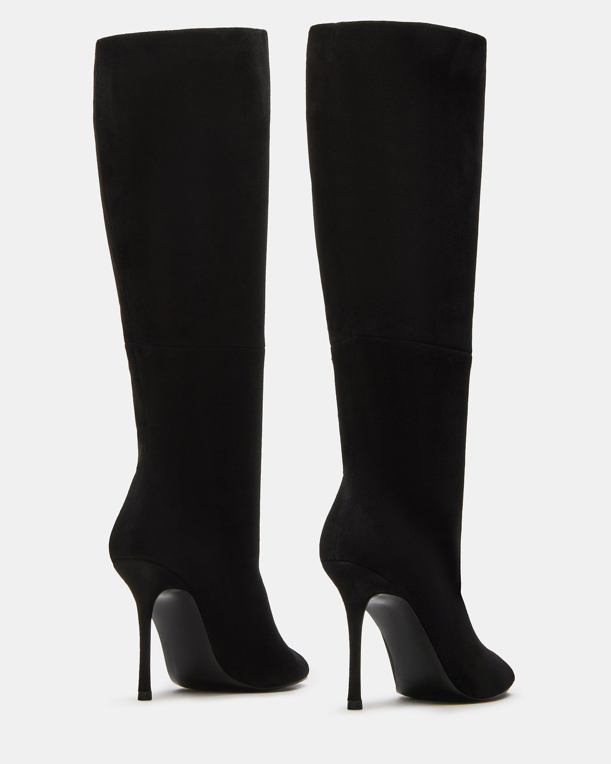 PEGGIE Black Suede Stiletto Heel Peep Toe Women's Boots | Steve Madden New