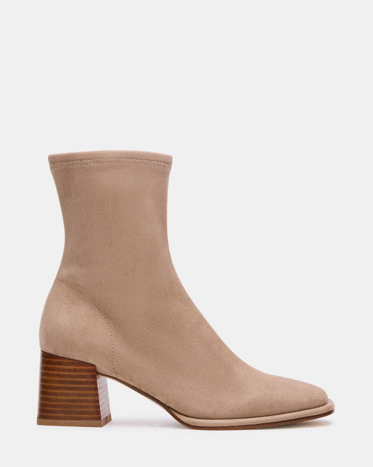 PAMMY Taupe Square-Toe Block Heel Women's Ankle Boot | Steve Madden Premium