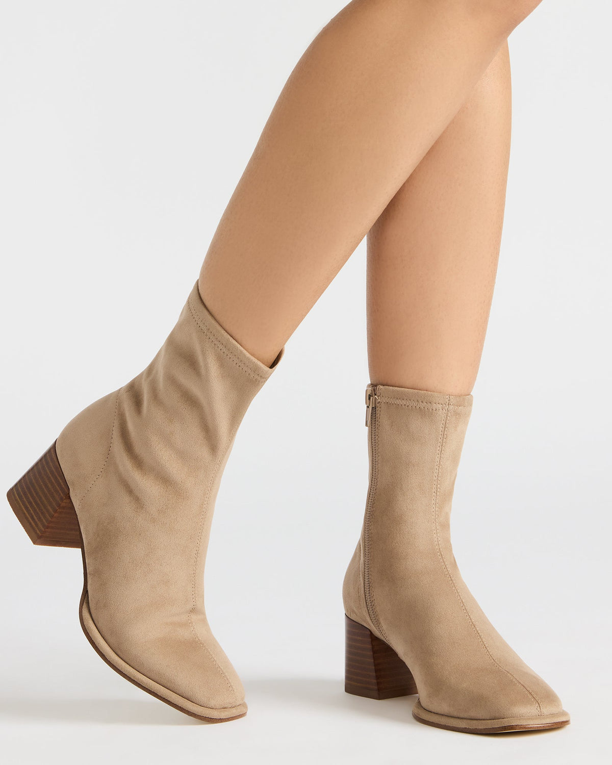PAMMY Taupe Square-Toe Block Heel Women's Ankle Boot | Steve Madden Premium