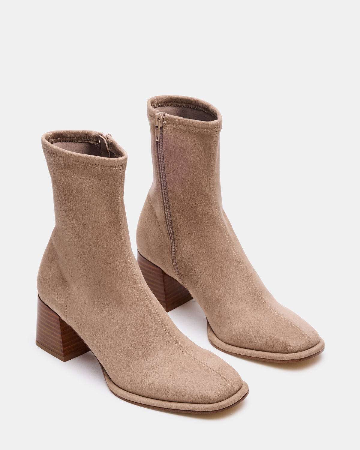PAMMY Taupe Square-Toe Block Heel Women's Ankle Boot | Steve Madden Premium
