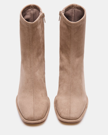 PAMMY Taupe Square-Toe Block Heel Women's Ankle Boot | Steve Madden Premium
